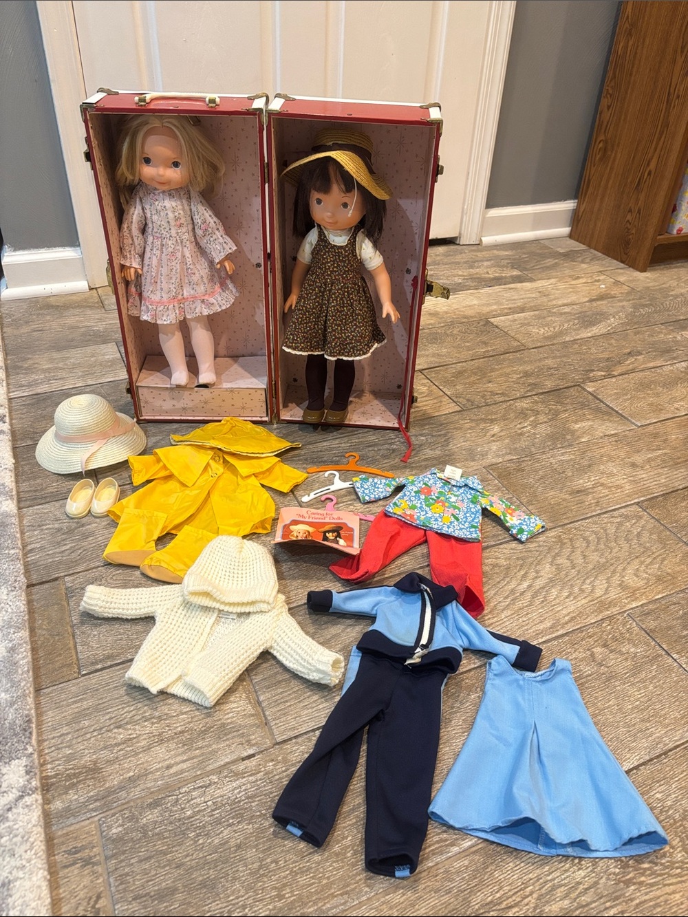 Fisher-Price My Friend Dolls Vintage with outfits, accessories and doll trunk